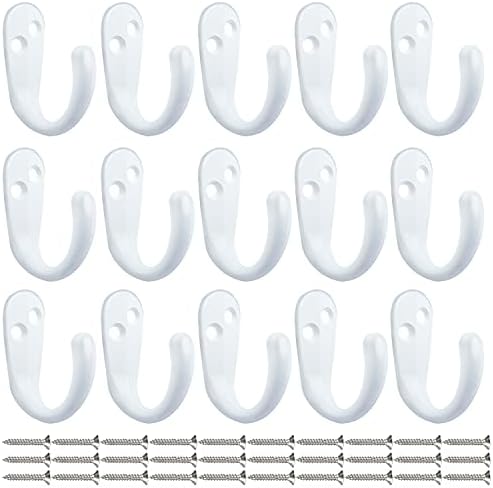 IBosins 15PCS Coat Hooks Wall Mounted White Single Prong Robe Hook - Image 2
