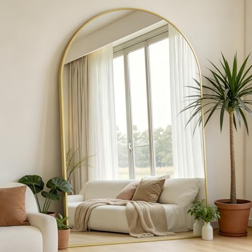 Prywot Full Length Mirror, Oversized 90"x46" Arched-Top Floor Mirror - Image 3