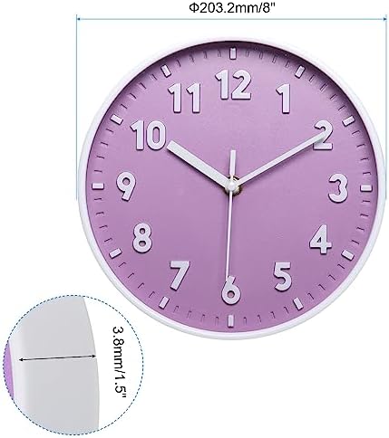 PATIKIL 8 Inch Wall Clock, 3D Number Quartz Battery Operated Silent Non-Ticking - Image 2