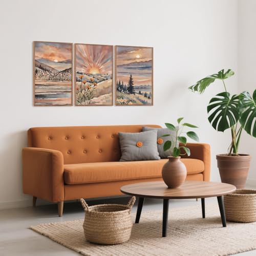 CHDITB Boho Sun Canvas Wall Art Set, Sunrise and Sunset Mountain Wall Decor - Image 4