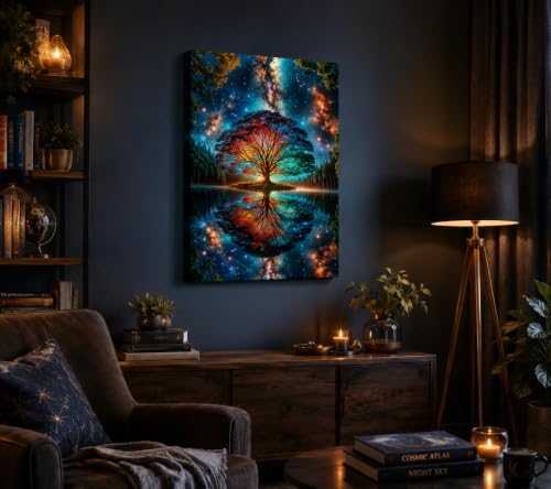 Tree of Life Canvas Wall Art Starry sky reflection Pictures Wall Decor Modern - Image 4