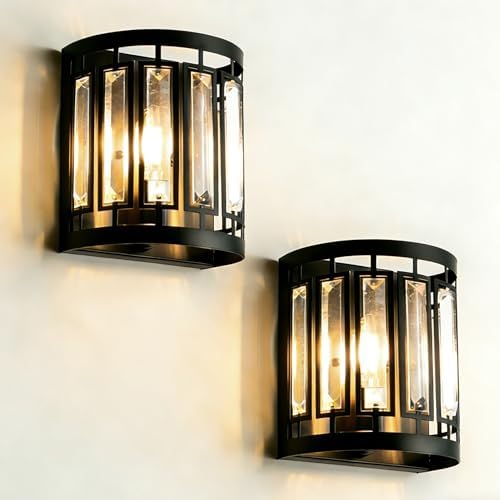 Modern Wall Sconce Set of 2, Crystal Wall Sconces Lighting by Unknown