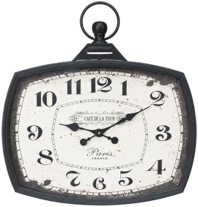 Retro Rectangle Wall Clock, Battery Operated Silent Black Farmhouse Wall Clocks by JUMBO+DECOR