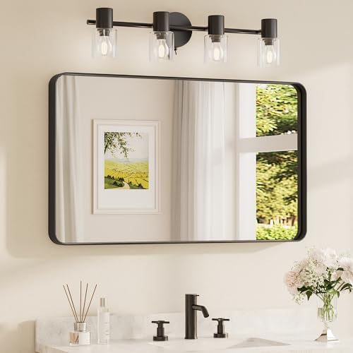 TETOTE Black Framed Bathroom Mirror, 40 x 24 Inch Matte Metal Frame Vanity by TETOTE