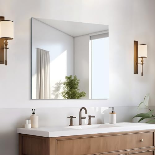 CILIBER Frameless Mirror, 30x30 Square Bathroom Mirrors by CILIBER
