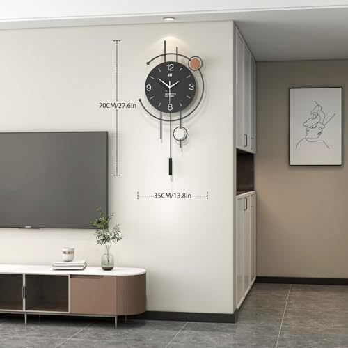 Large Black Wall Clock for Living Room Decor Big Metal Minimalist Decorative - Image 4