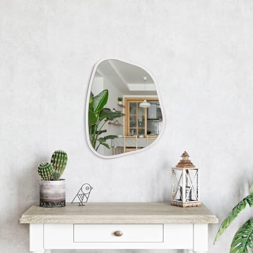 Asymmetrical Mirror Irregular Oval Wall Mirror Modern Wood Frame Unique Shape - Image 4