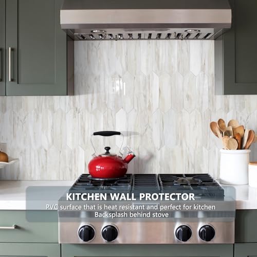 Vamos Tile Glossy Wood Marble Grain Backsplash Tile Peel and Stick, 12.8 x 12.8 - Image 2