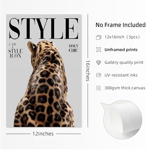 Youillne Trendy Cheetah Wall Decor Prints Preppy Leopard Wall Art Aesthetic - Image 2