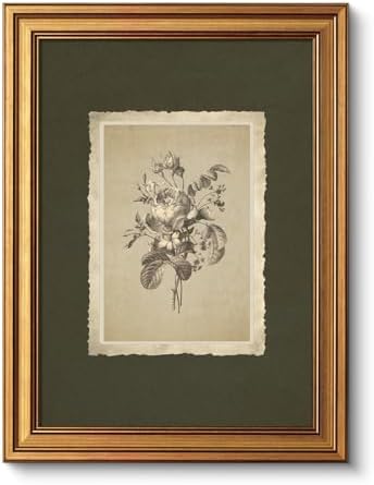 VIYYIEA Vintage Gold Framed Wall Art, 12x16 Inch Floral Rose Retro print by VIYYIEAART