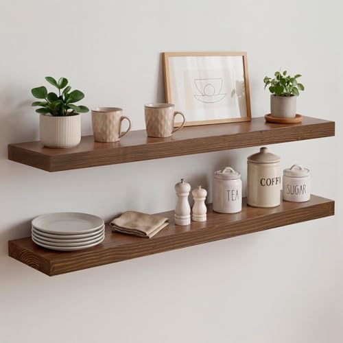 Homeforia 30 Inch Floating Shelves, High-End Solid Pine Wood by Homeforia