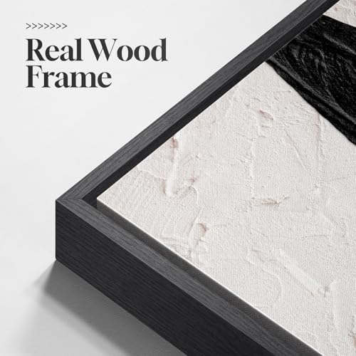 Framed Black and White Abstract Canvas Wall Art - Image 5