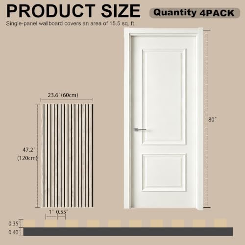 Acoustic Wall Panels, 4 Pack 47.2"x23.6" Noise Dampening Wood Slat Panels - Image 2