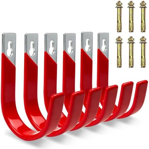 6 Pack Heavy Duty Garage Hooks, Wall Mount J Hook by Topfinder