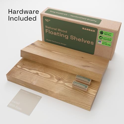 Natural Wood Floating Shelves for Wall 16 Inch Oak, Wooden Bathroom Shelf - Image 6
