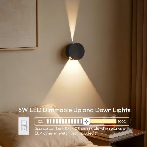 Tubicen Wall Sconce Set of 2, Dimmable Round LED Wall Lights, Beam-Adjustable - Image 6
