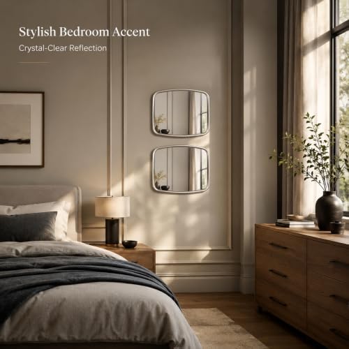 2 Pack Rounded Square Wall Mirror, Aesthetic Curved Edge Vanity Mirror - Image 6