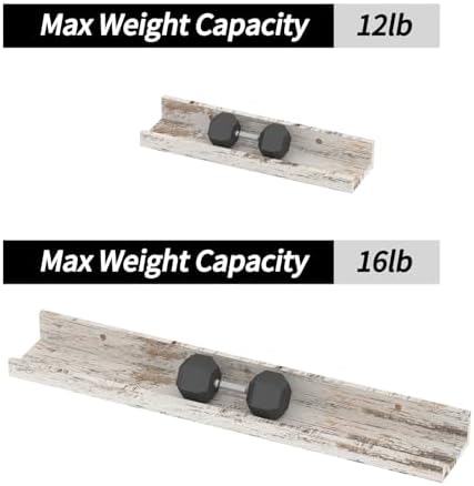 Giftgarden 24 Inch Wall Mounted Floating Shelves Set of 5, Distressed White - Image 6