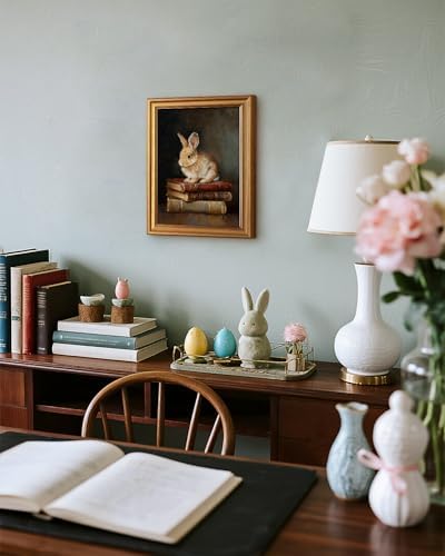 VIYYIEA Vintage Gold Framed Rabbit Wall Art Print, 12x16 Inch - Image 6