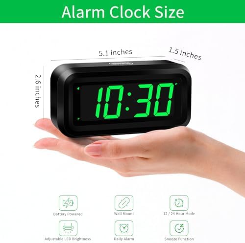 KWANWA 1.2 Inch Small Digital Alarm Clock, Battery Operated Portable Desk Clock - Image 2