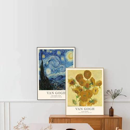uniro Van Gogh Wall Art Prints: Vintage Van Gogh Sunflowers Starry Night Retro - Image 7