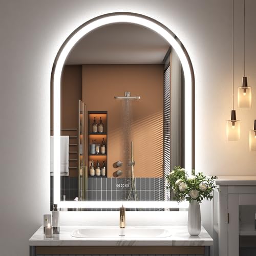 32x42 Inch Arched LED Bathroom Mirror by CHARMOR