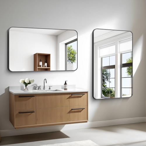 BONEWEI 30x48 inch Bathroom Mirror, Wall Mounted Bathroom Frame Vanity Mirror - Image 4