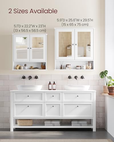 VASAGLE Bathroom Cabinet with Mirror, Wall-Mounted, 2 Mirrored Doors - Image 6