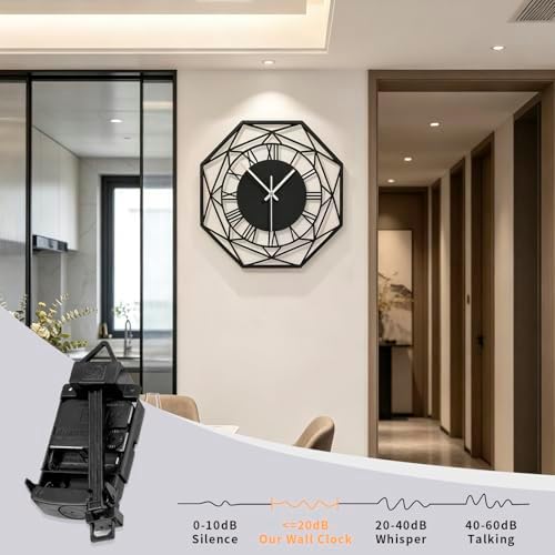 Large Modern Black Metal Decorative Wall Clock - Image 5