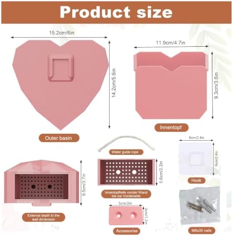 Heart-Shaped Self-Watering Wall Planter - Image 3