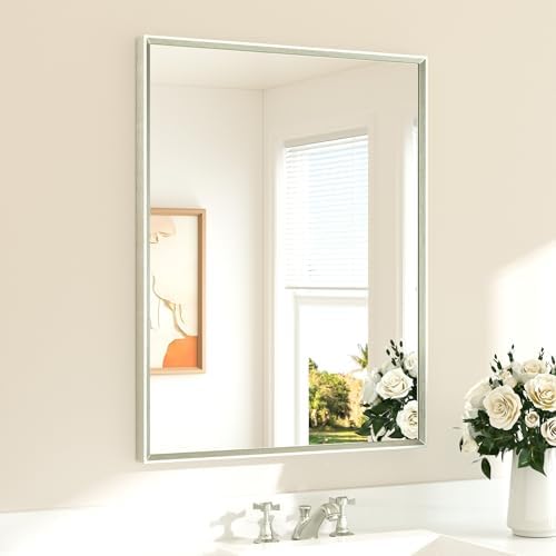 TETOTE Brushed Nickel Mirror for Bathroom Sink 28" x 36" Beveled Frame Brushed by TETOTE