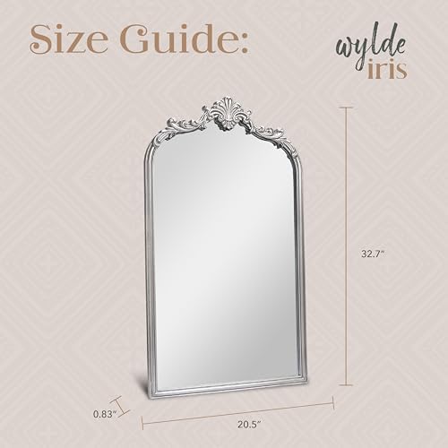 Wylde Iris English Estate Carved Arch Wood Wall Mirror, Mirror - Image 4