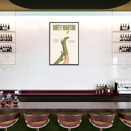Green Cowgirl Boots Canvas Wall Art Trendy Olive Martini Print Poster Preppy - Image 4