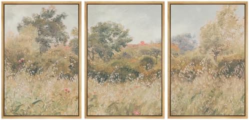 MUDECOR Framed Wall Art Print Set Pastoral Meadow and Tree Landscape by MUDECOR