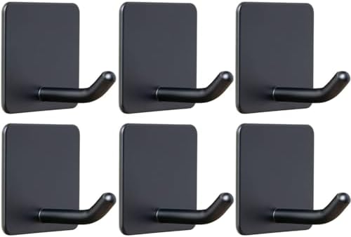 FOTYRIG Black Adhesive Towel Hooks 15LBS No Drill Wall Hooks Stick on Wall by FOTYRIG