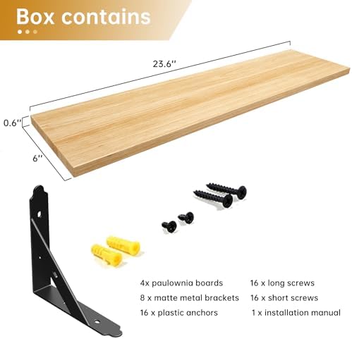 ROMGUAR CRAFT Wood Wall Floating Shelves Set of 4, 23.6" x 6" - Image 3