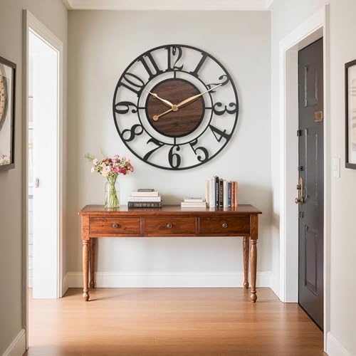 14 Inch Black Arabic Numeral Large Wall Clock - Image 6