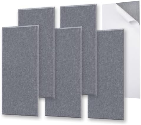 6 Pack Self-Adhesive Acoustic Panels, 15.75" X 31.5" X 0.47" Soundproof Wall by ENSEPST