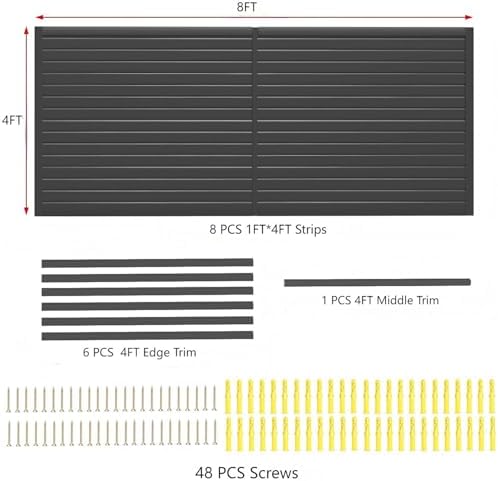 8x4 FT Slat Wall Panels Garage Wall Organizer Tool Organizer Slat Board PVC - Image 2