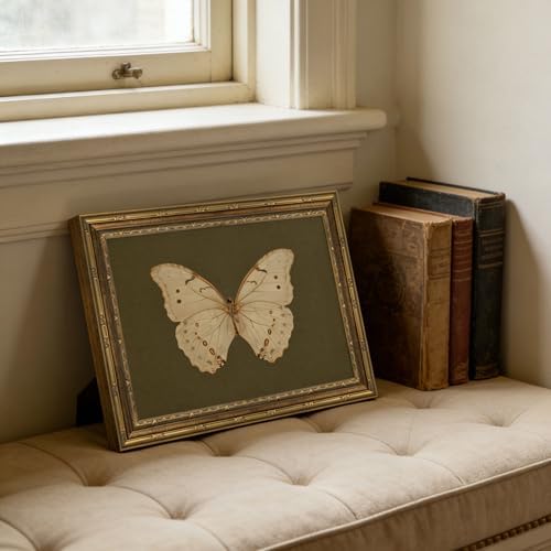 Vintage Gold Framed Wall Art Classical White Butterfly Wall Art Small Moody - Image 3