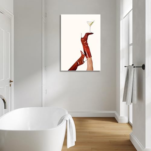 Framed Funky Martini Posters Wall Art Set of 3, Vintage Preppy Aesthetic Canvas - Image 5