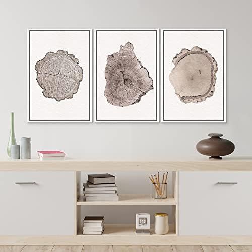 MUDECOR Framed Wall Art Print Set Brown Minimal Wood Ring Tree Closeup Nature - Image 4