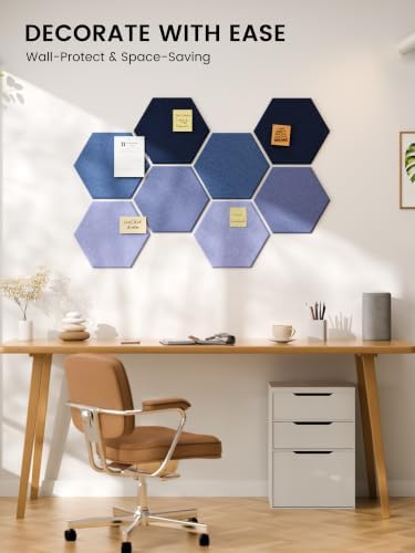 Fluxynara 8-Pack Hexagon Felt Bulletin Board Tiles, Denim Mist-1 - Image 6