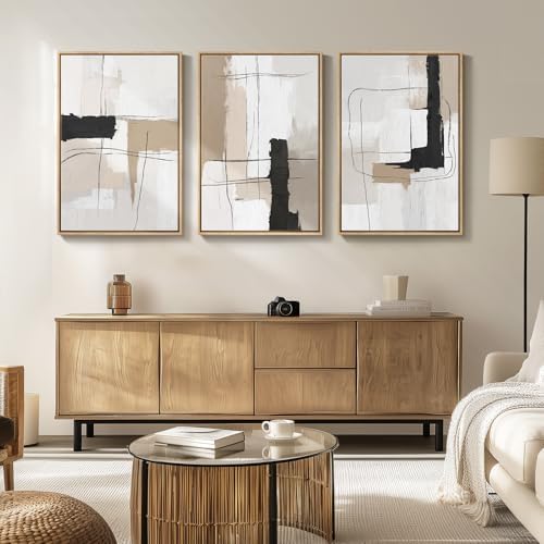 Large Framed Neutral Abstract Wall Art - Image 2