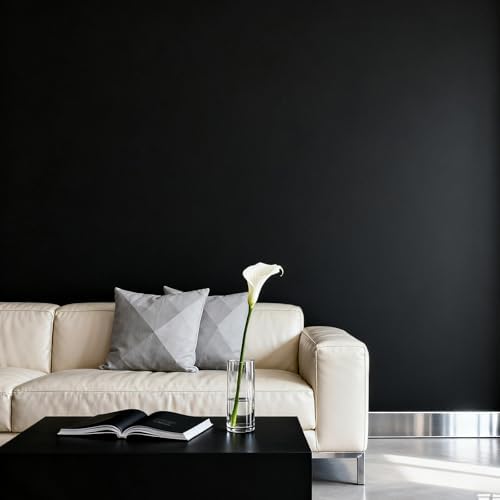 Black Peel and Stick Wallpaper 15.7"x393" Solid Colour Contact Paper Modern - Image 3