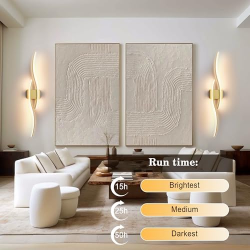 KARTOOSH Wireless Wall Sconces Set of 2, Dimmable LED Sconce - Image 3