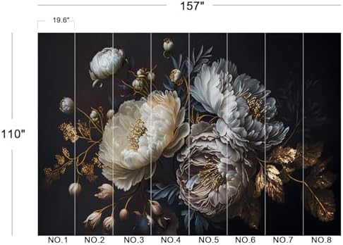Exquisite Dark White Peony & Gold Floral Wallpaper - Image 5