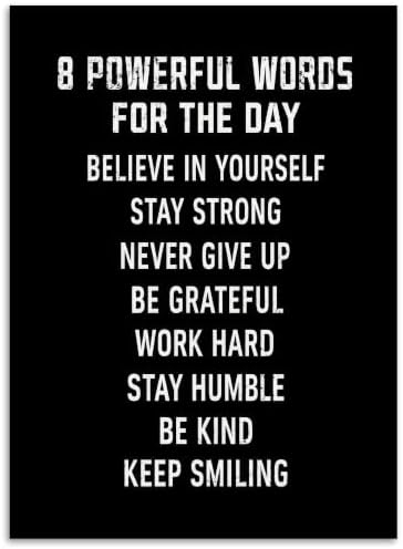 8 Powerful Words For The Day Motivational Canvas Wall Art, Positive Affirmation by Handmade