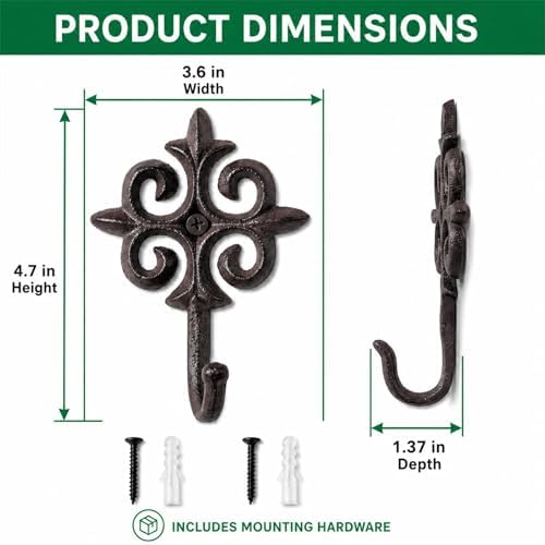 iobiotio Vintage Cast Iron Wall Hook - Image 2