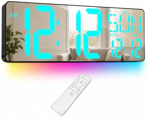 TXL 17.2-Inch Large Mirror Digital Wall Clock by TXL